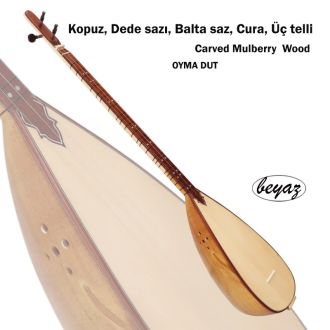 Kopuz, Dede sazı, Balta saz, Cura, Üç telli,Kopuz Carved Mulberry Oyma DUT 345